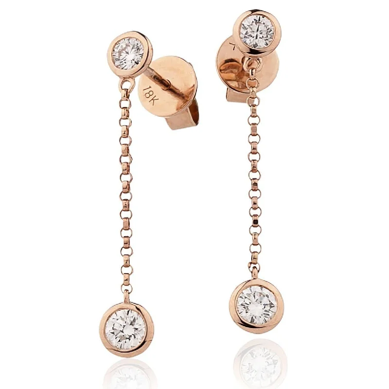 Elegant Rose Gold Earrings-DIAMOND DROP EARRINGS IN 18K ROSE GOLD