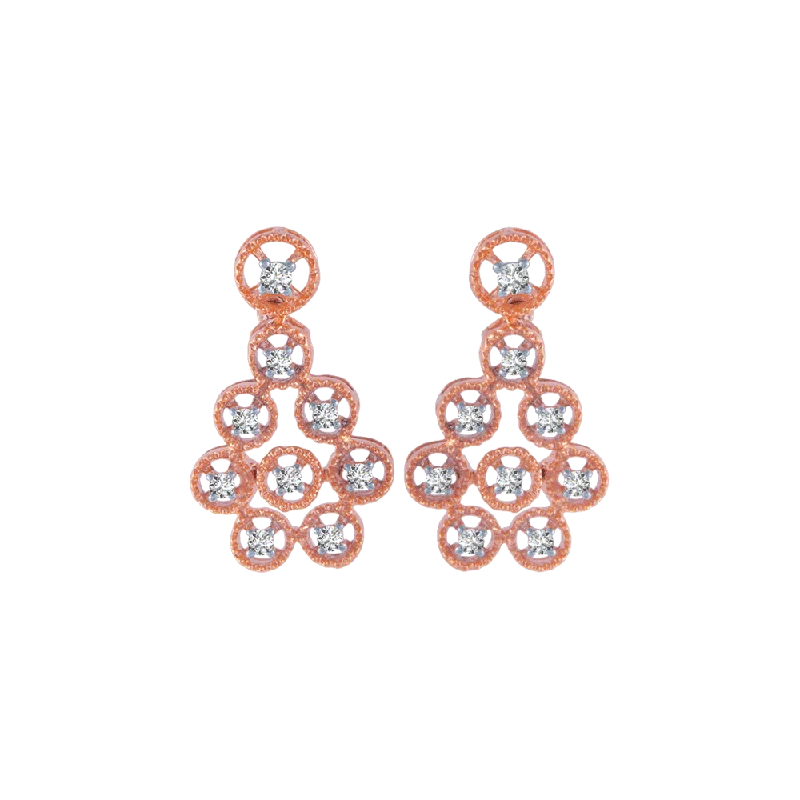 Trendy Dangle Earrings-14KT (585) Rose Gold And Diamond Stud Earrings For Women