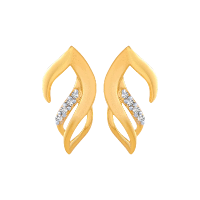 Elegant Wedding Earrings-14KT (585) Yellow Gold And American Diamond Stud Earrings For Women