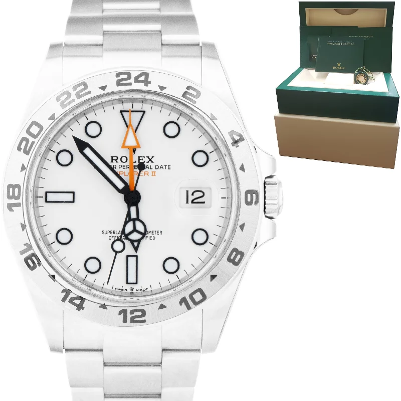 Personalized Watches for Graduation-2021 Rolex Explorer II 42mm Polar White Stainless GMT Date Watch 226570 B+P