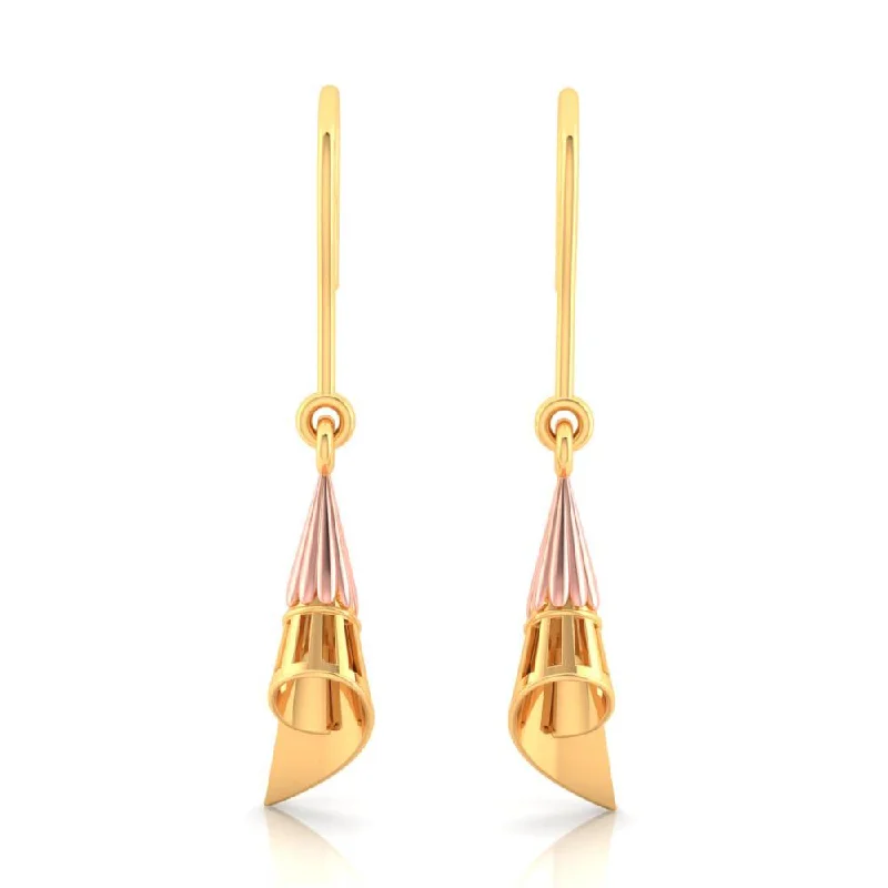 Handcrafted Hoop Earrings-18k Gold Conical Earrings With A Hint Of Yellow Gold