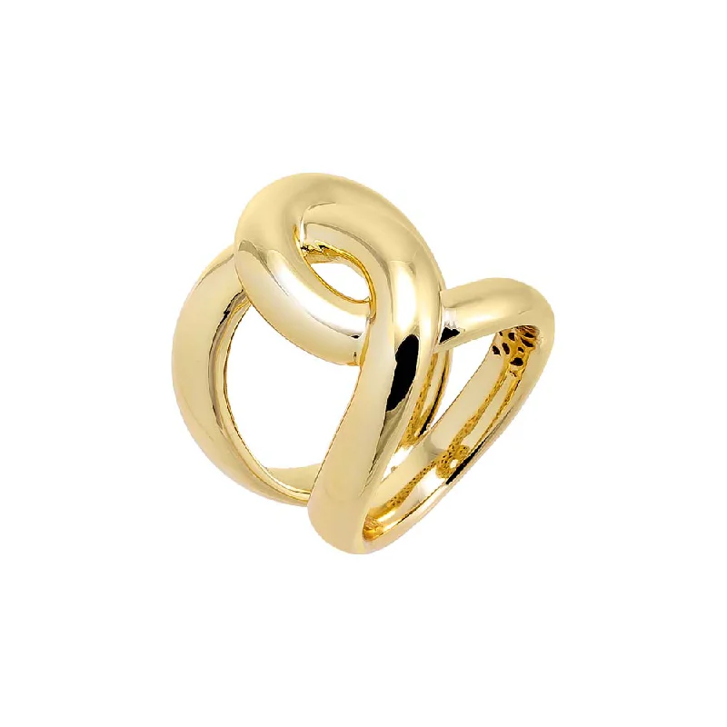 Minimalist Promise Rings-Gold Elongated Solid Intertwined Chunky Chain Ring