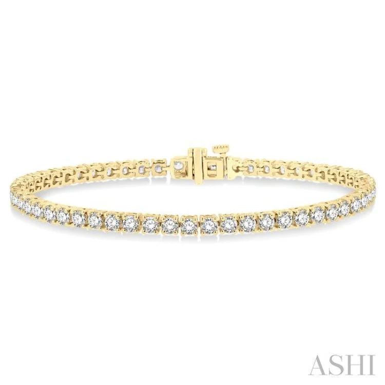 Custom Nameplate Cuff Bracelets-6 Ctw Round Cut Diamond Tennis Bracelet in 14K Yellow Gold