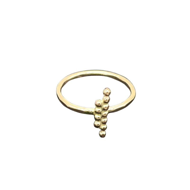 Classic Gold Wedding Rings-Beaded Bar 14kt Gold-Filled Stacking Ring