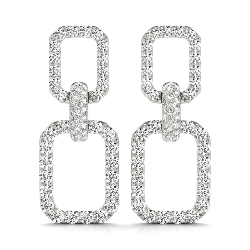 Minimalist Earrings for Everyday-14K Chain Link Drop Diamond Earring