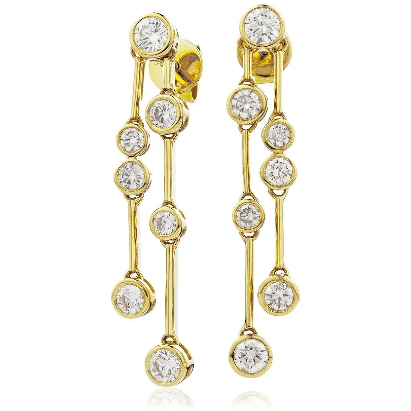 Antique Gold Earrings-DIAMOND DROP EARRINGS IN 18K YELLOW GOLD