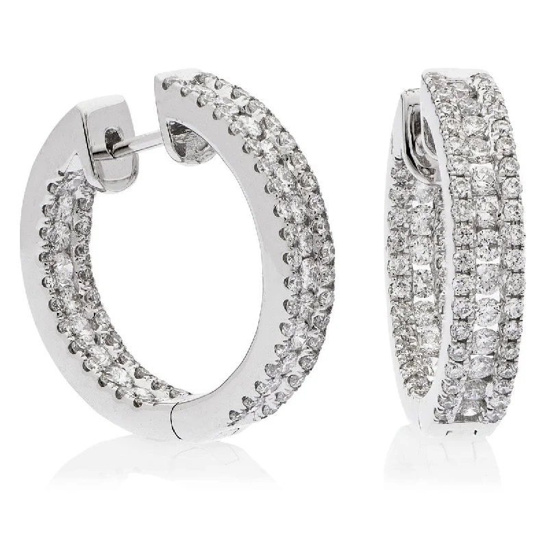 Artisanal Earrings for Sale-DIAMOND MICROS SET HOOP EARRINGS IN 18K WHITE GOLD