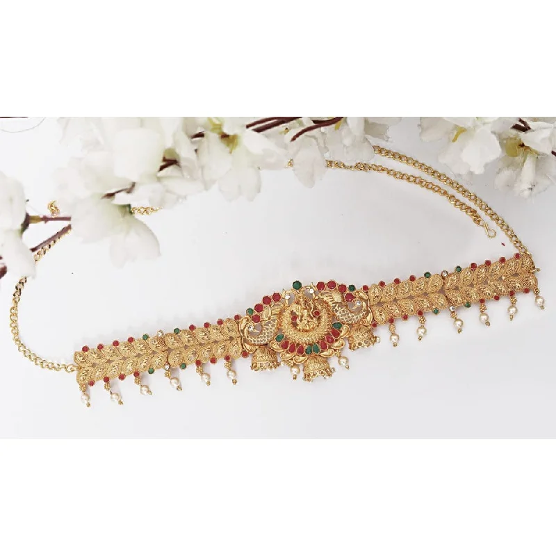 Chunky Gold Bead Necklaces-Akruti Collection Gold Plated Pota Stone Choker Necklace Set