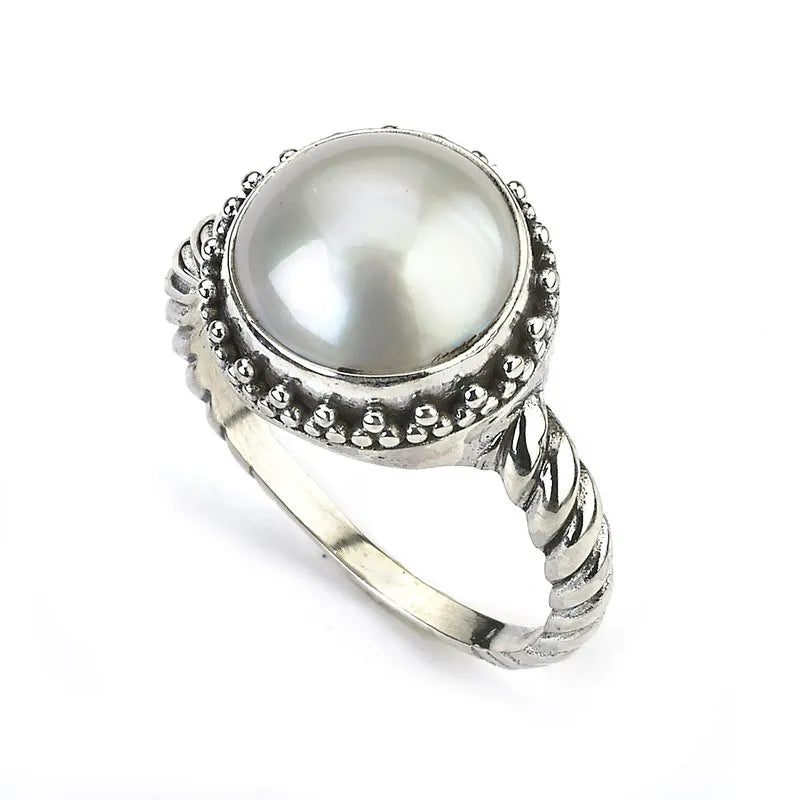 Personalized Infinity Rings-Batur Ring- White Mabel Pearl