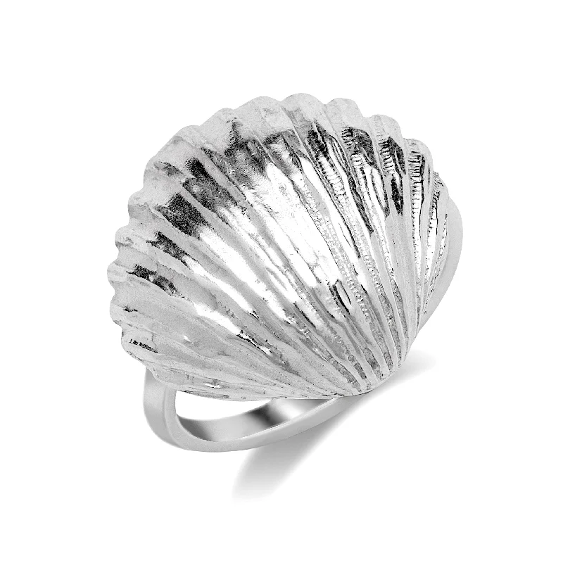 Simple Rose Gold Rings-Scallop Sea Shell .925 Sterling Silver Ring