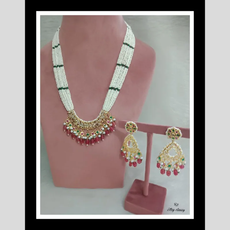 Affordable Necklaces for Women-FS Collection Gold Plated Pearl  Necklace Set