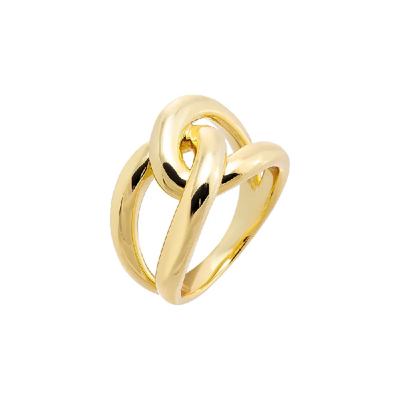 Statement Rings for Women-Gold Solid Intertwined Chunky Chain Ring (Size 7)