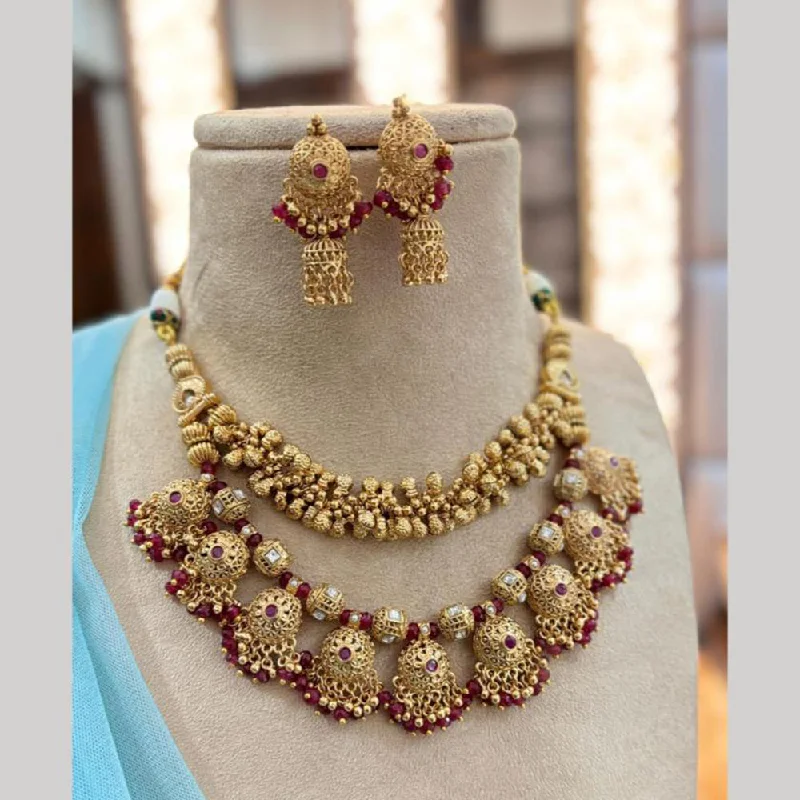 Elegant Sapphire Necklaces-Jewel Addiction Gold Plated Pota Stone Necklace Set