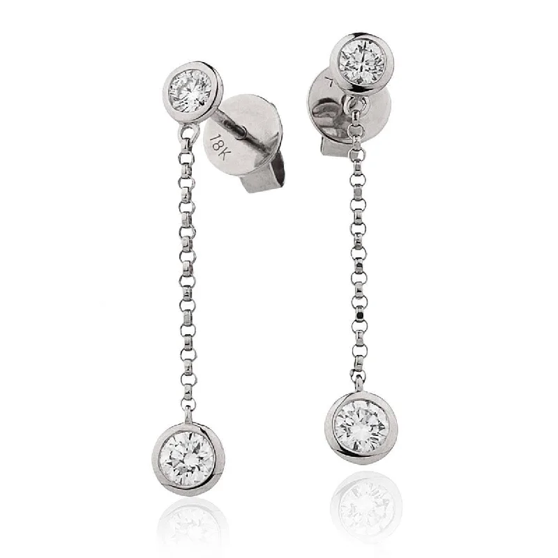 Eco-Friendly Earrings-DIAMOND DROP EARRING IN 18K WHITE GOLD