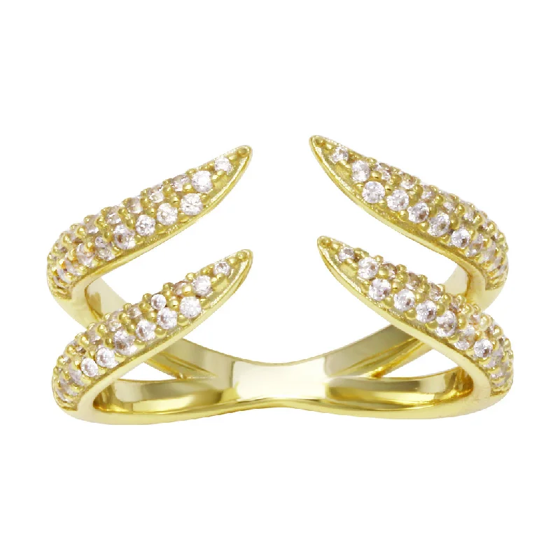 Unique Diamond Rings-Pave Double Claw Open RIng