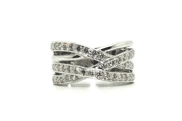 Diamond Wedding Rings-Diamond Cross Over Ring