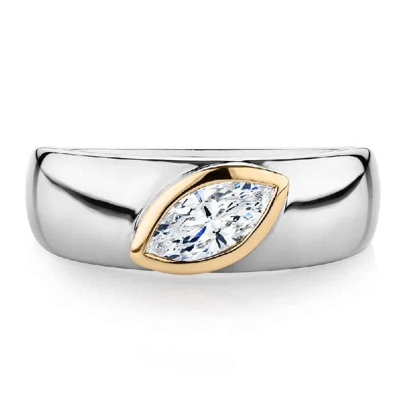 Personalized Couple Rings-Synergy dress ring with 0.47 carats* of diamond simulants in 10 carat yellow gold and sterling silver