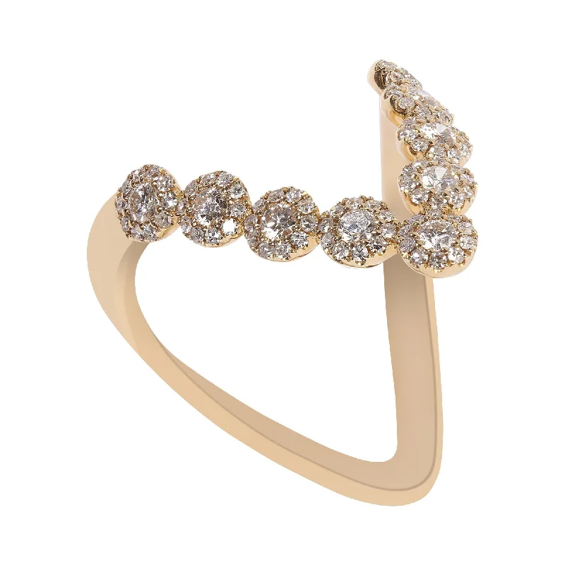 Silver and Diamond Rings-0.58CT Diamond Wish V Ring Set In 14K Yellow Gold