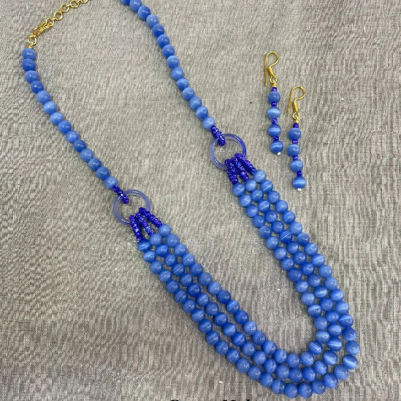 Birthstone Pendant Necklaces-Jyoti Arts Gold Plated Beads Long Necklace Set