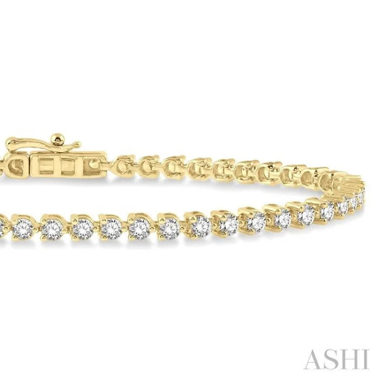 Elegant Sapphire Bracelets-2 Ctw Tri-Prong Round Cut Diamond Bracelet in 14K Yellow Gold