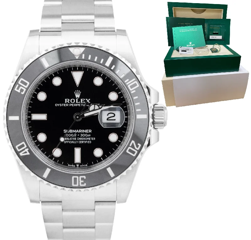 Digital Sport Watches for Women-NEW MAY 2022 Rolex Submariner 41mm Date Steel Black Ceramic Watch 126610 LN