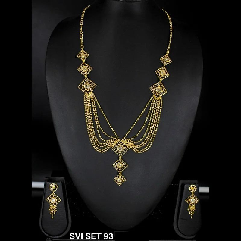 Simple Silver Necklaces-Mahavir Forming Gold Necklace Set - SVI SET 93