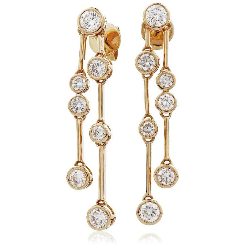 Beautiful Crystal Earrings-DIAMOND DROP EARRINGS IN 18K ROSE GOLD