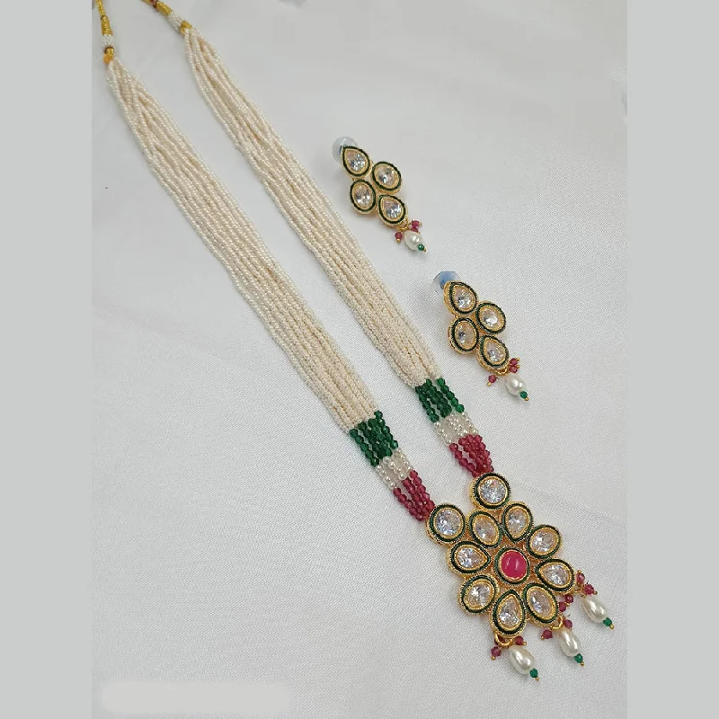 Luxury Choker Necklaces-Padmawati Bangles Gold Plated Crystal Stone And Pearl Necklace Set