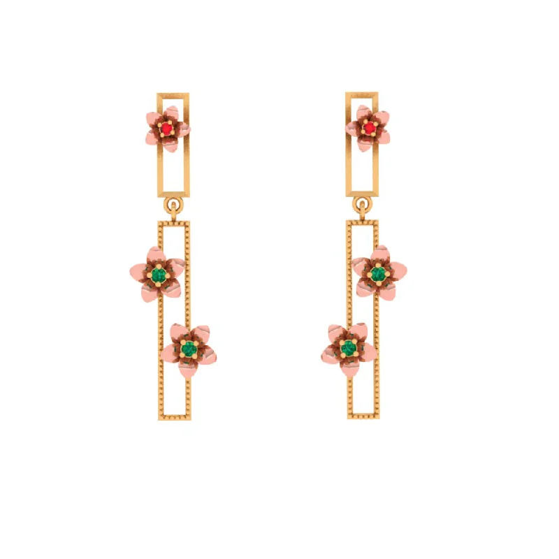 Sparkling Drop Earrings-Finesse Florid Motif Earrings