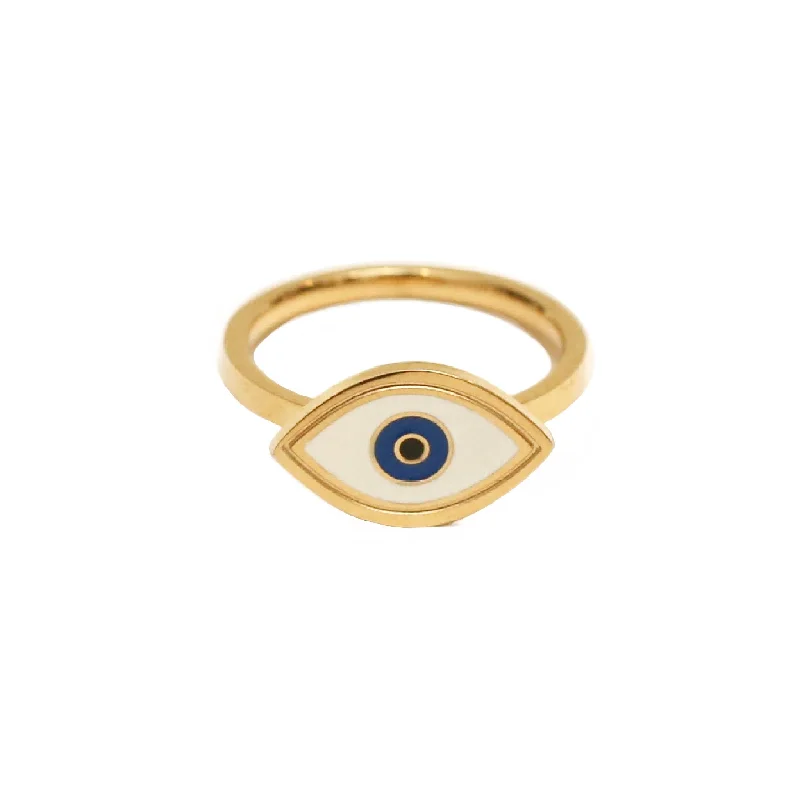 Simple Gold Rings for Women-Blue Eye Ring