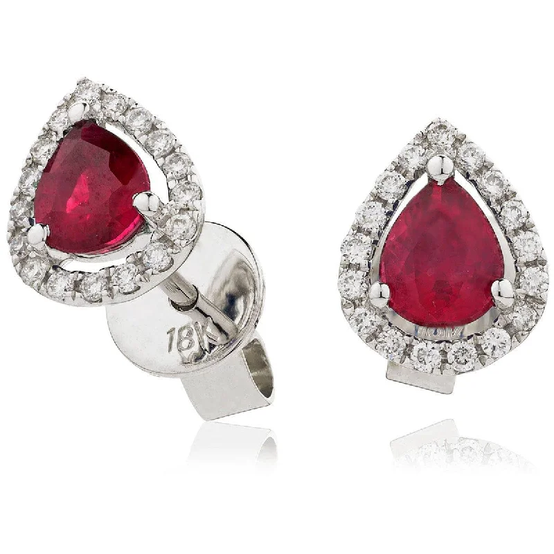 Chic Silver Dangle Earrings-RUBY HALO STUD EARRINGS