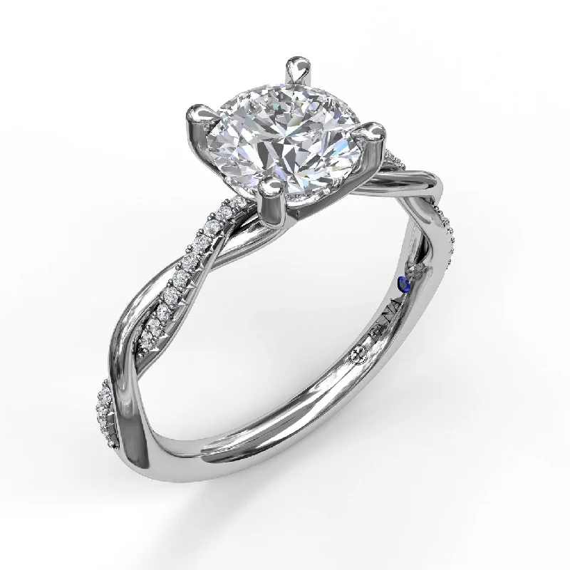 Blue Diamond Rings-Lady's White 14 Karat Engagement Ring 0.10tw Round Diamonds 1.5 CT CENTER