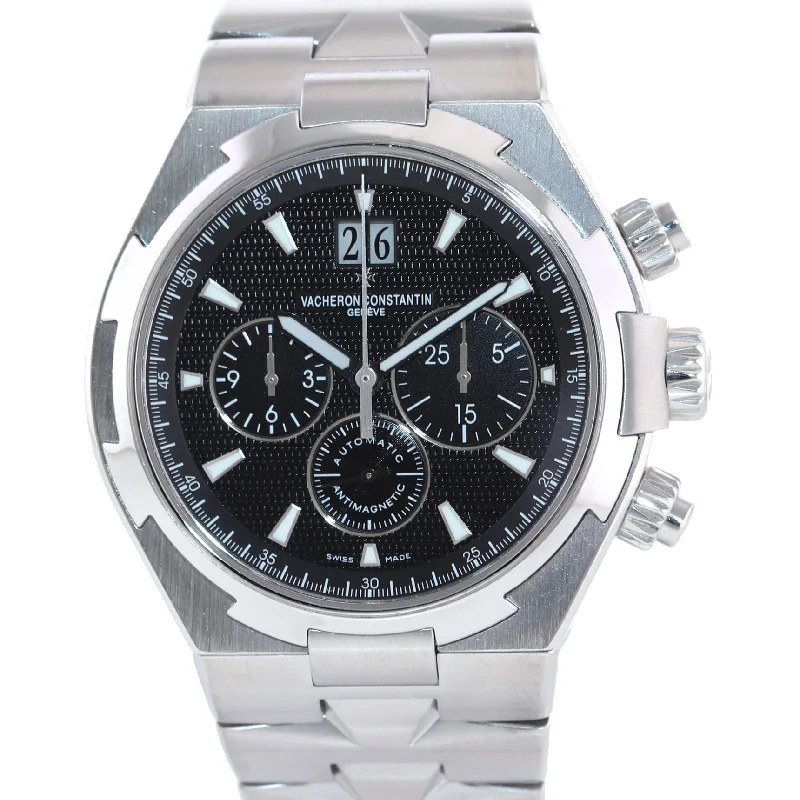 Men’s Stylish Chronograph Watches-Vacheron Constantin Overseas 49150 42mm Black Steel Chronograph Date Watch