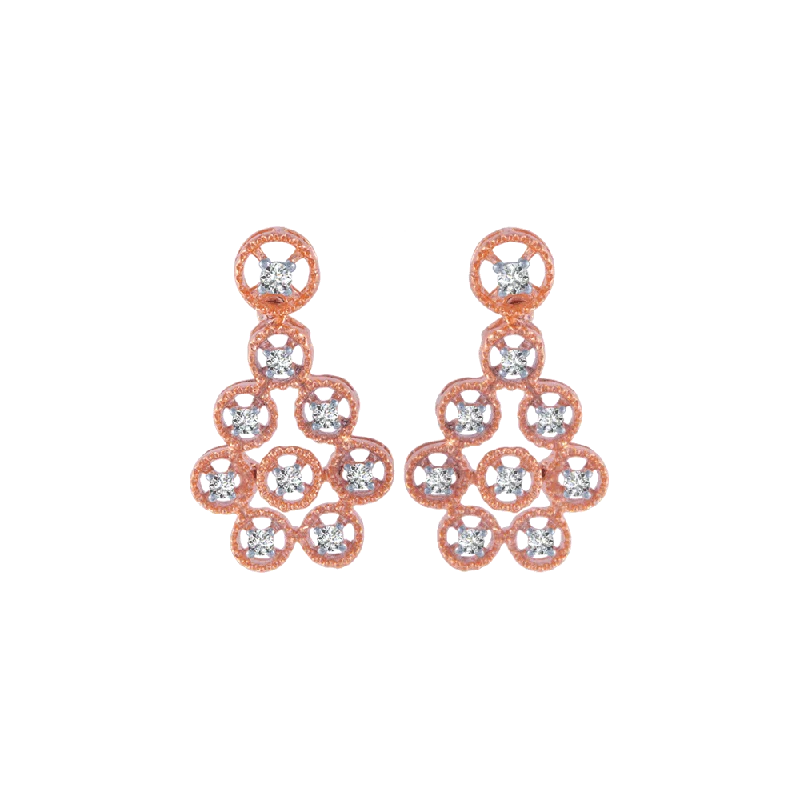 Geometric Earrings-18KT (750) Rose Gold And Diamond Stud Earrings For Women