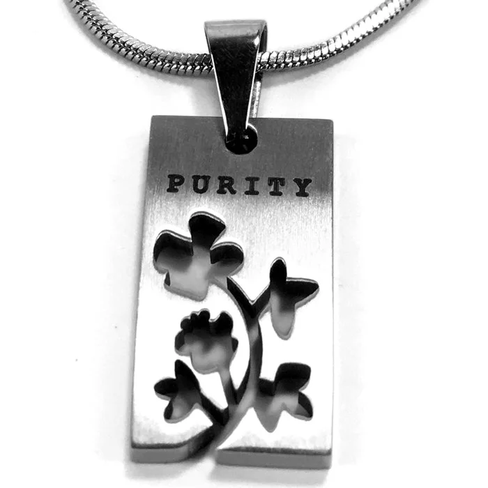 Sterling Silver Necklaces-Purity Flower on Rope Chain