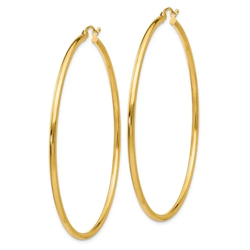 Cute Butterfly Earrings-14k Gold Polished 2x60mm Lightweight Tube Hoop Earrings