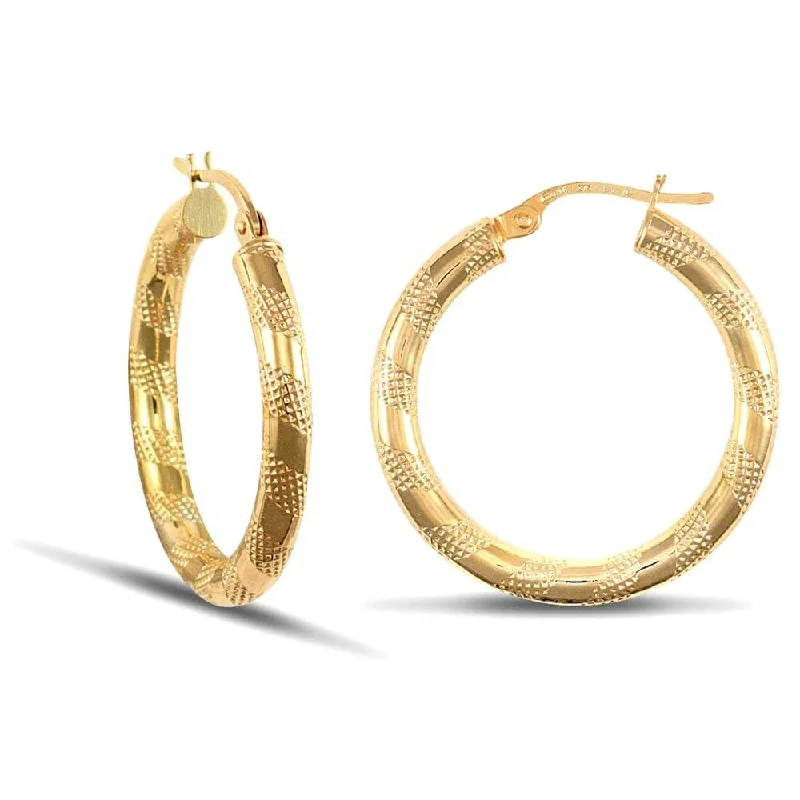 Fashionable Drop Earrings-9ct Yellow Gold Zebra Hoop Earrings