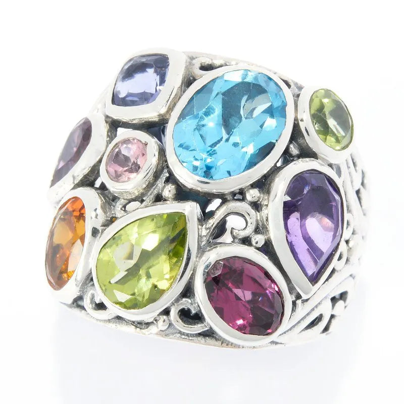 Colorful Gemstone Wedding Rings-Amanzi Ring- Multi