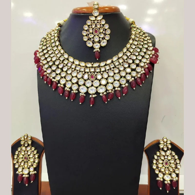 Heart Pendant Necklaces-Jain Jewellers Gold Plated Kundan Necklace Set