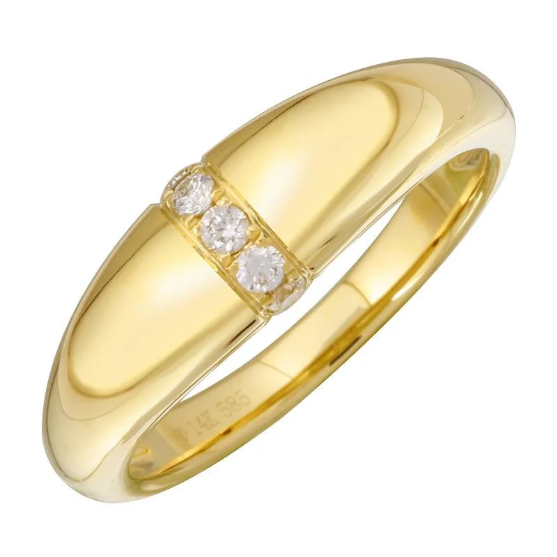 Pear-Shaped Diamond Rings-14K Yellow Gold Domed Diamond Accent Ring