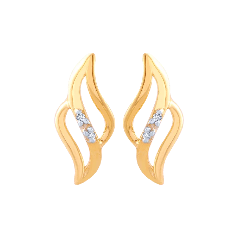 Bold Statement Earrings-14KT (585) Yellow Gold And American Diamond Stud Earrings For Women