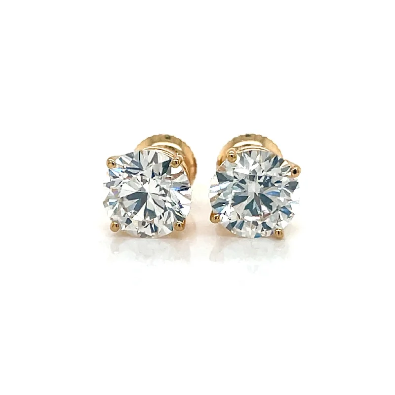 Vintage Crystal Earrings-3CT Diamond Stud Earrings