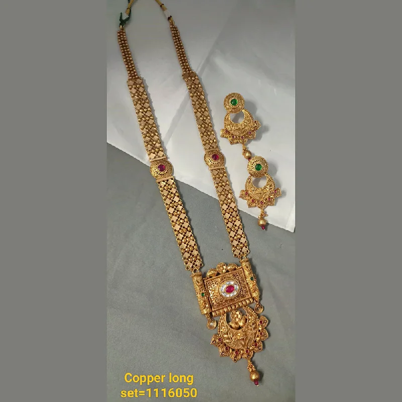 Gold Chain Necklaces for Women-Padmawati Bangles Copper Long Necklace Set