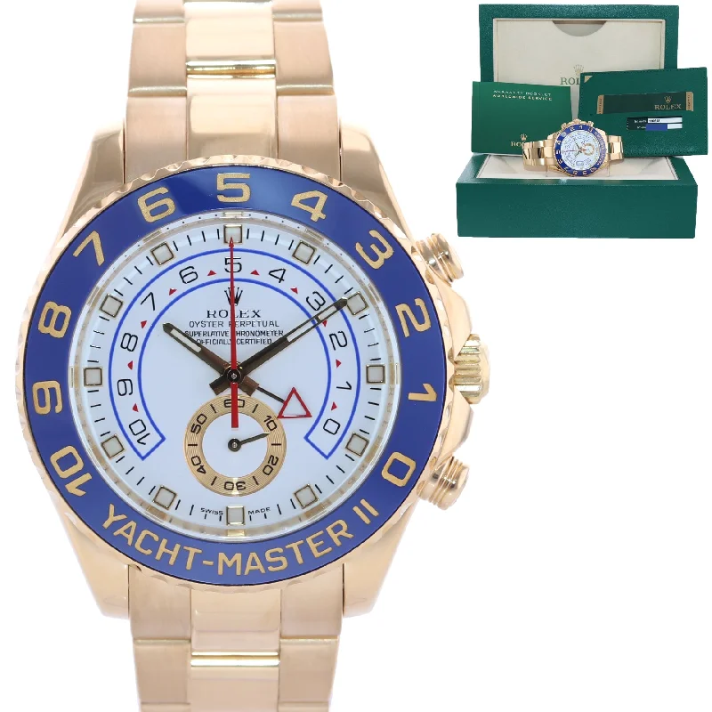 Women’s Watches with Leather Strap-PAPERS Rolex Yacht-Master 2 Yellow Gold 116688 44mm Regatta Watch Box