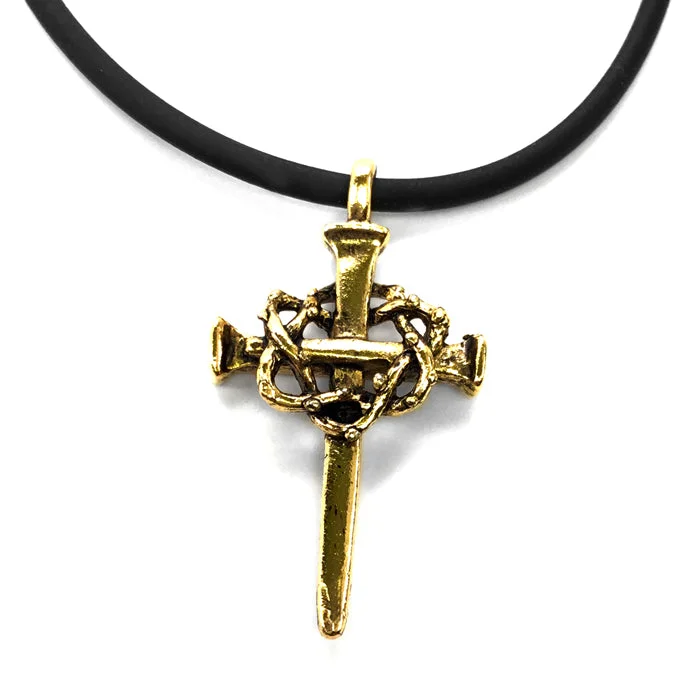 Fine Jewelry Necklaces-Nail Crown Cross Necklace Gold