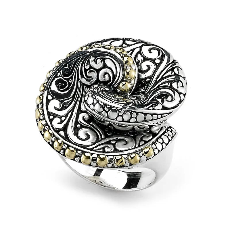 Silver Engagement Rings-Balinese Swirl Ring