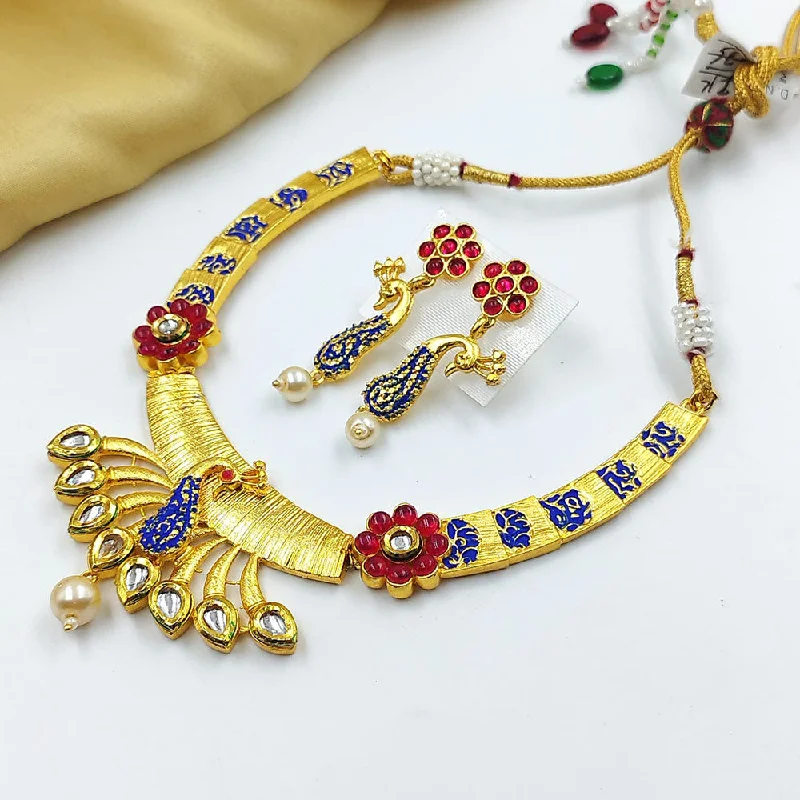 Silver Heart Necklaces-Pooja Bangles Gold Plated Kundan Necklace Set