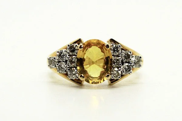 Luxury Engagement Rings for Women-Yellow Sapphire And Diamond  Ring/ Item Code: RNG 4