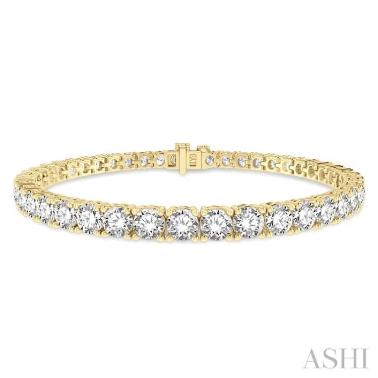 Designer Gold Bracelets-10 Ctw Round Cut Diamond Tennis Bracelet in 14K Yellow Gold