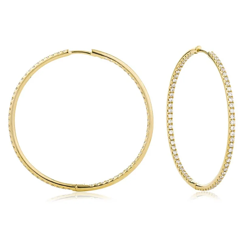 Precious Stone Earrings-DIAMOND HOOP EARRINGS IN 18K YELLOW GOLD